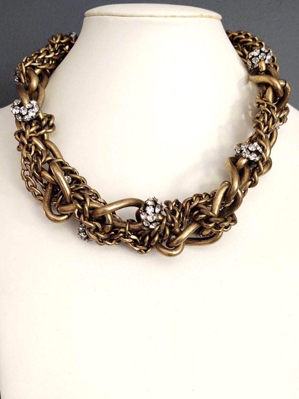 J Crew heavy, chunky chain link, chain and bunches of cz's statement necklace